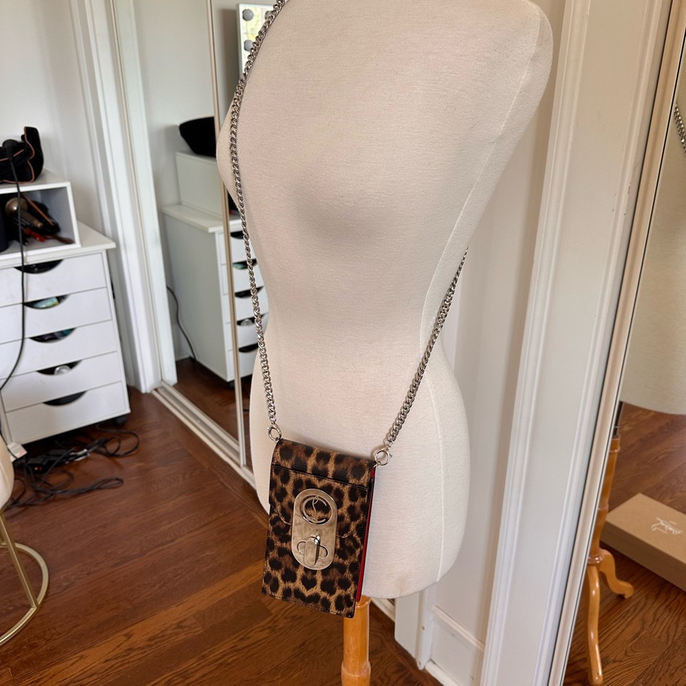 Leopard Print Crossbody Bag with Red Accents